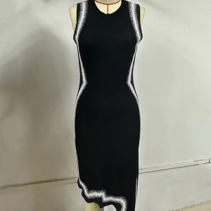 Sleeveless knitted dress slim fit sundress